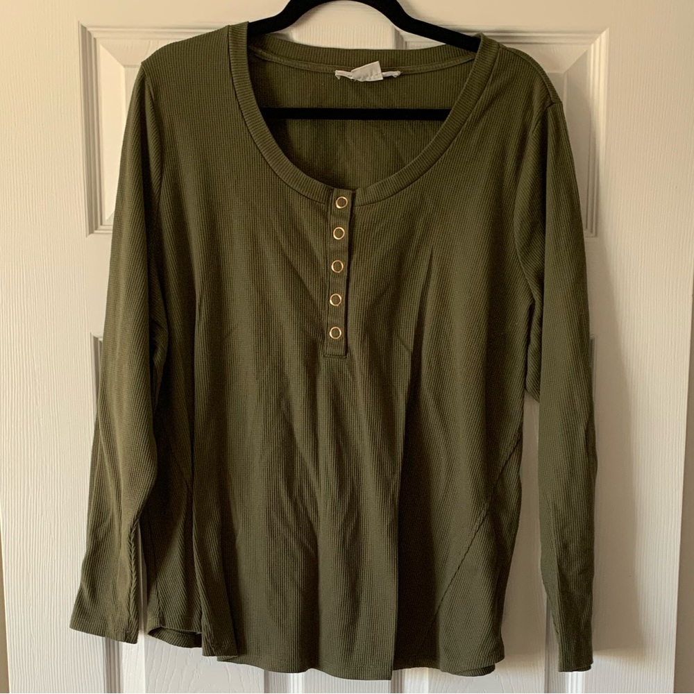 Olive Green Women's waffle knit Top